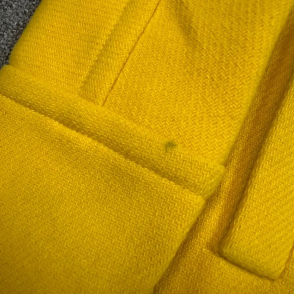 J. Crew Stadium Cloth Wool Nello Gori Winter Coat Yellow Full Zip Size 0 Petite - Picture 2 of 8